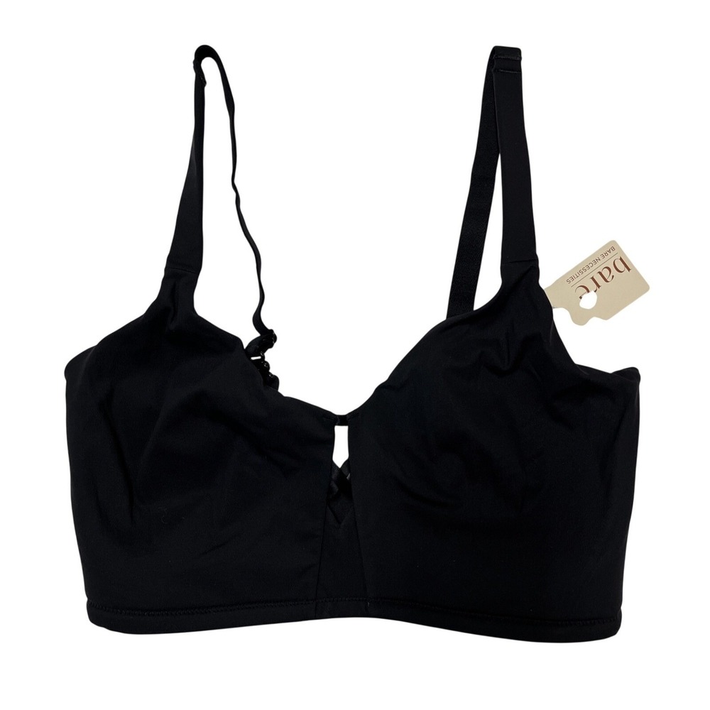 Bare Necessities Wire Free Minimizer Size 34G Black Cut Out Cross Detail Comfort